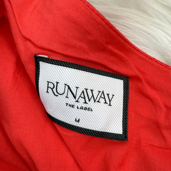 Revolve Runaway The Label Phaera Linen Mini Cocktail Dress Size M Red - Picture 10 of 16
